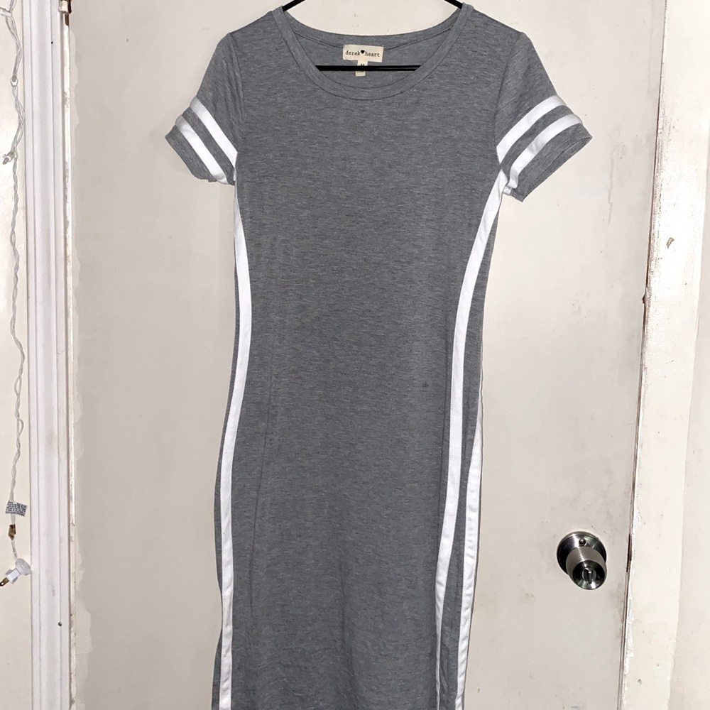 Gray Midi Slide Slit Dress